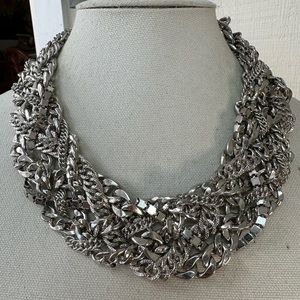 Gorgeous heavy Guess silvertone necklace